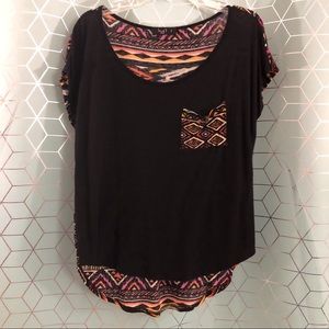 [HOLD] Black Short Sleeve Patterned Shirt